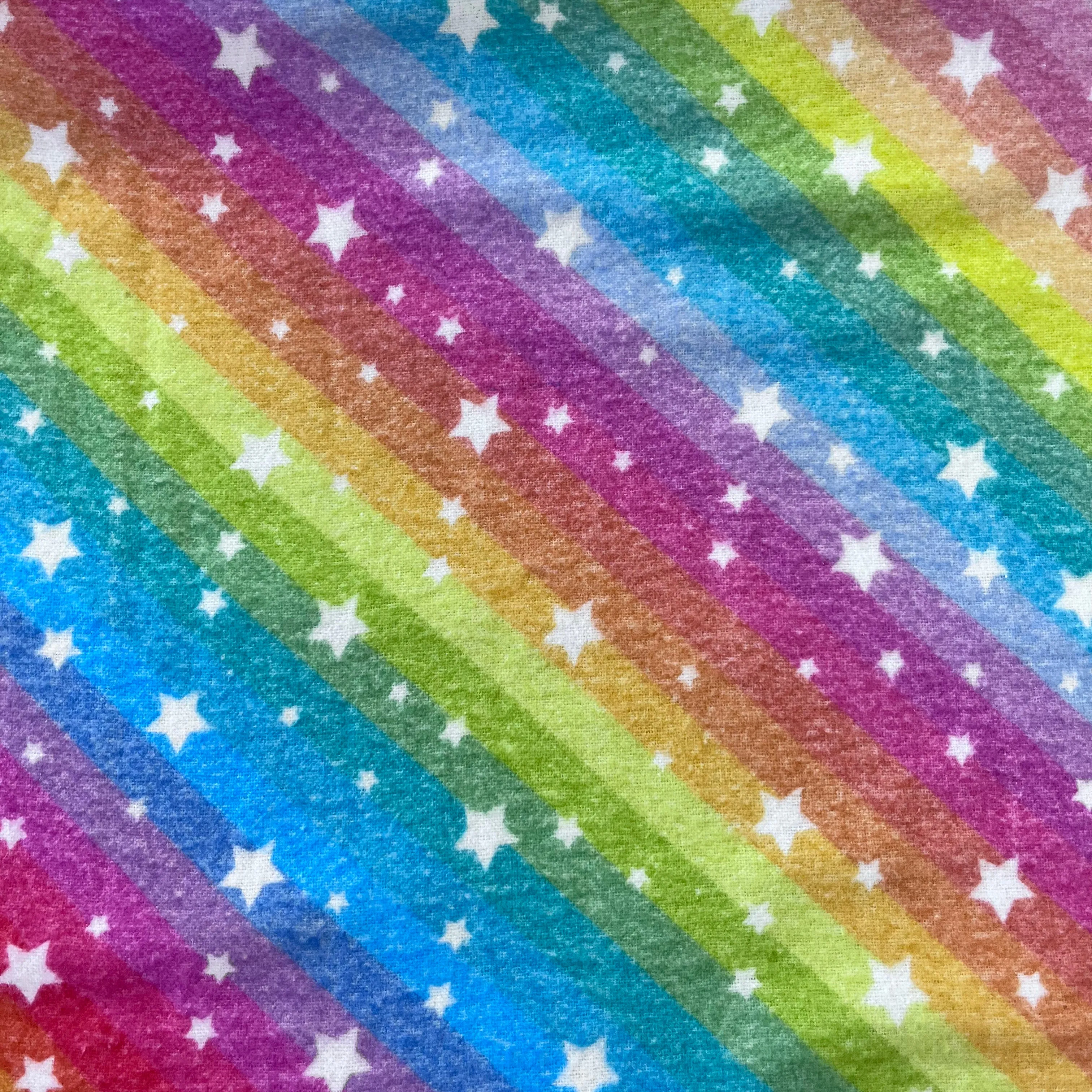 100% Brushed Cotton - Rainbow & Stars - £9.50 per Metre - Sold by Half Metre