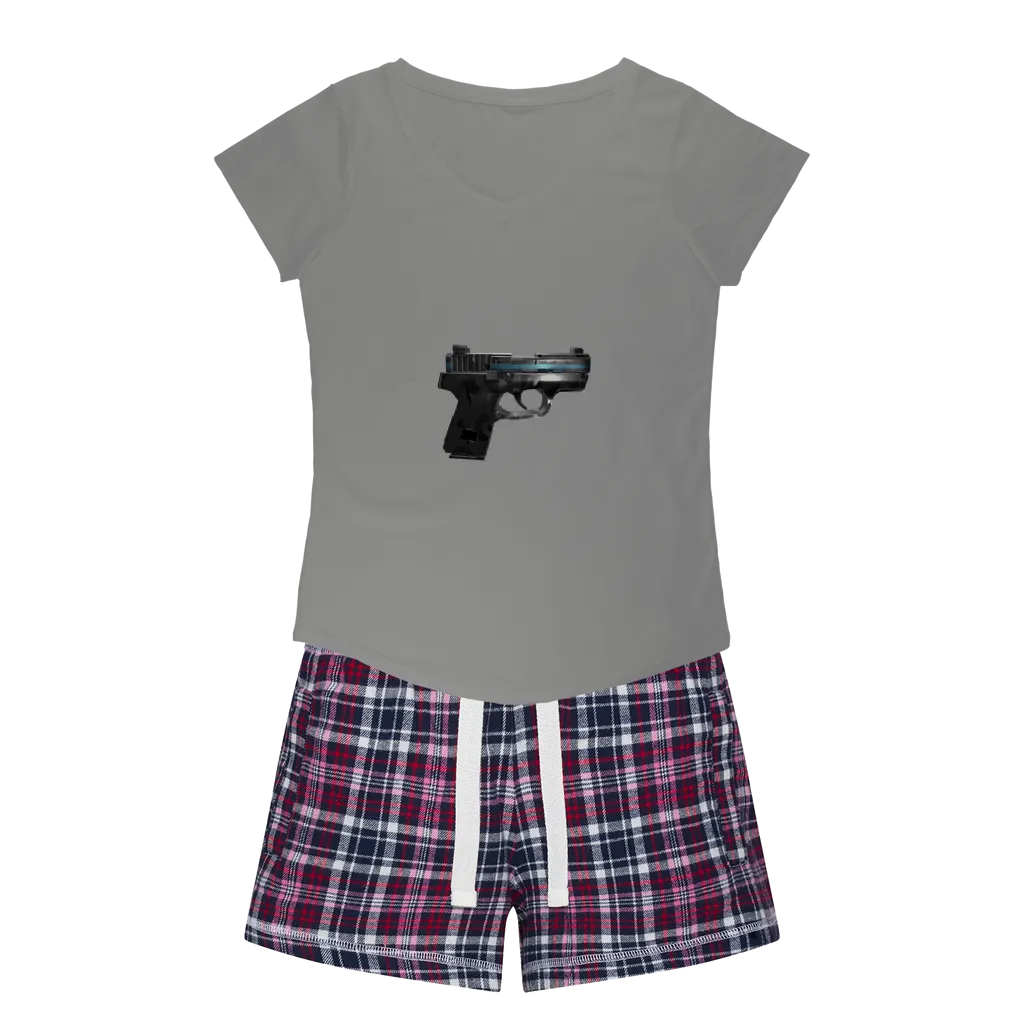 22 Calibur Women's Sleepy Tee and Flannel Short