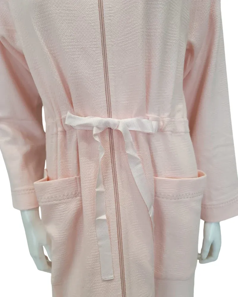 22310C 100% Cotton Soft Pink Zippered Robe