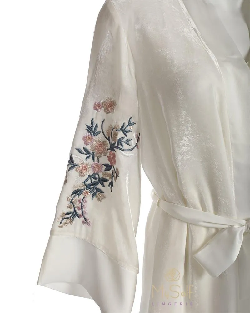 377 Sakura Embroidered Velvet Cover Up