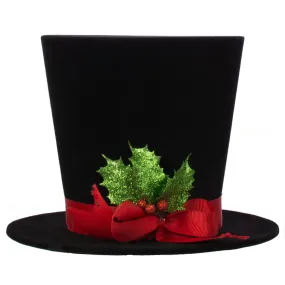 6" Velvet Top Hat with Holly