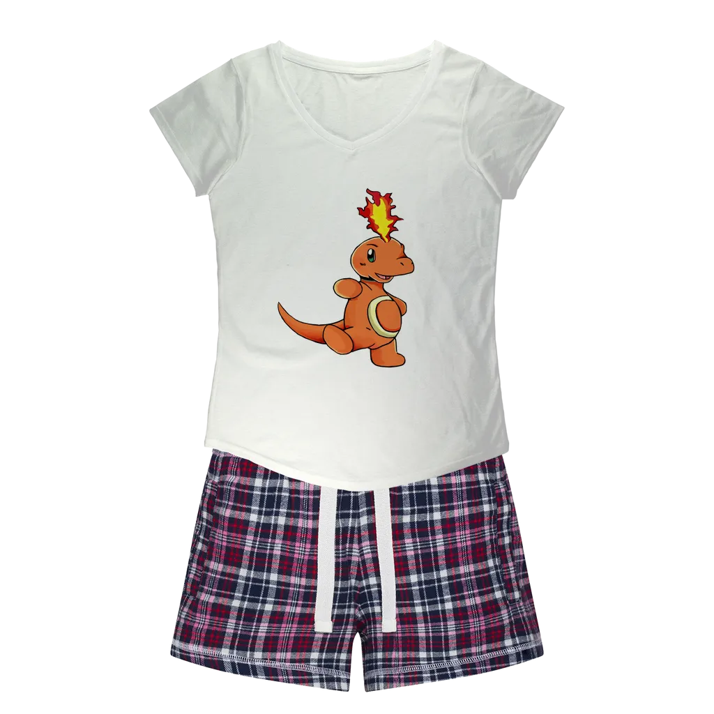 Angetapir Women's Sleepy Tee and Flannel Short