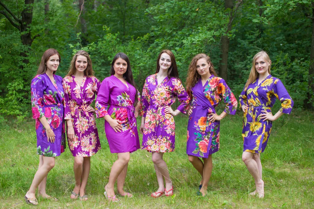 Assorted Purple Robes, Shades of Purple Wedding Colors Bridesmaids Robes