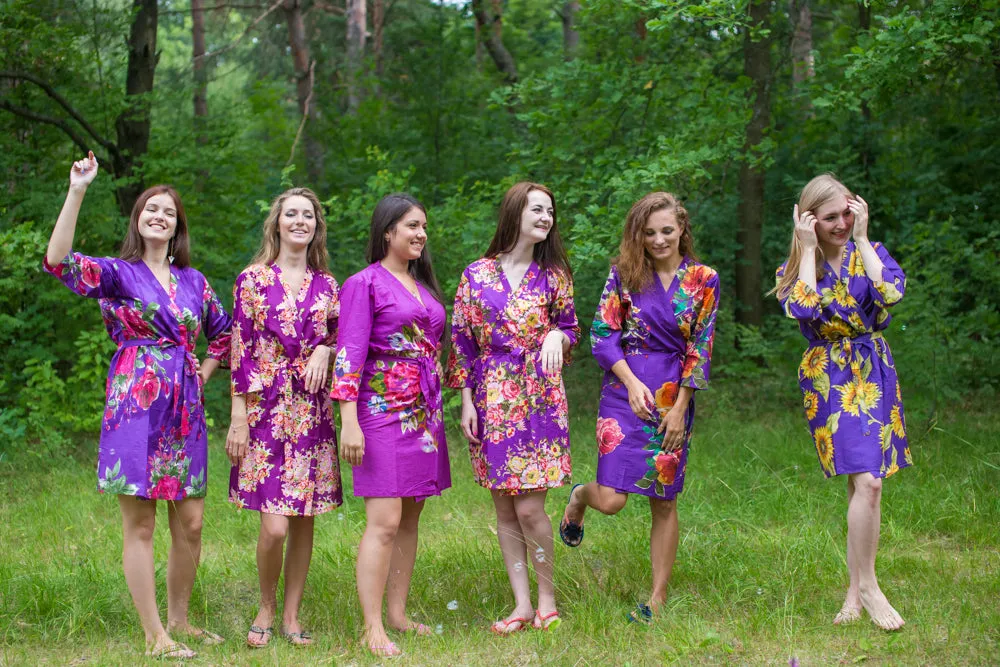 Assorted Purple Robes, Shades of Purple Wedding Colors Bridesmaids Robes