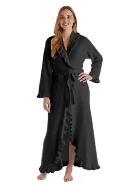 Black Chenille Ruffle Robe Long - MEDIUM