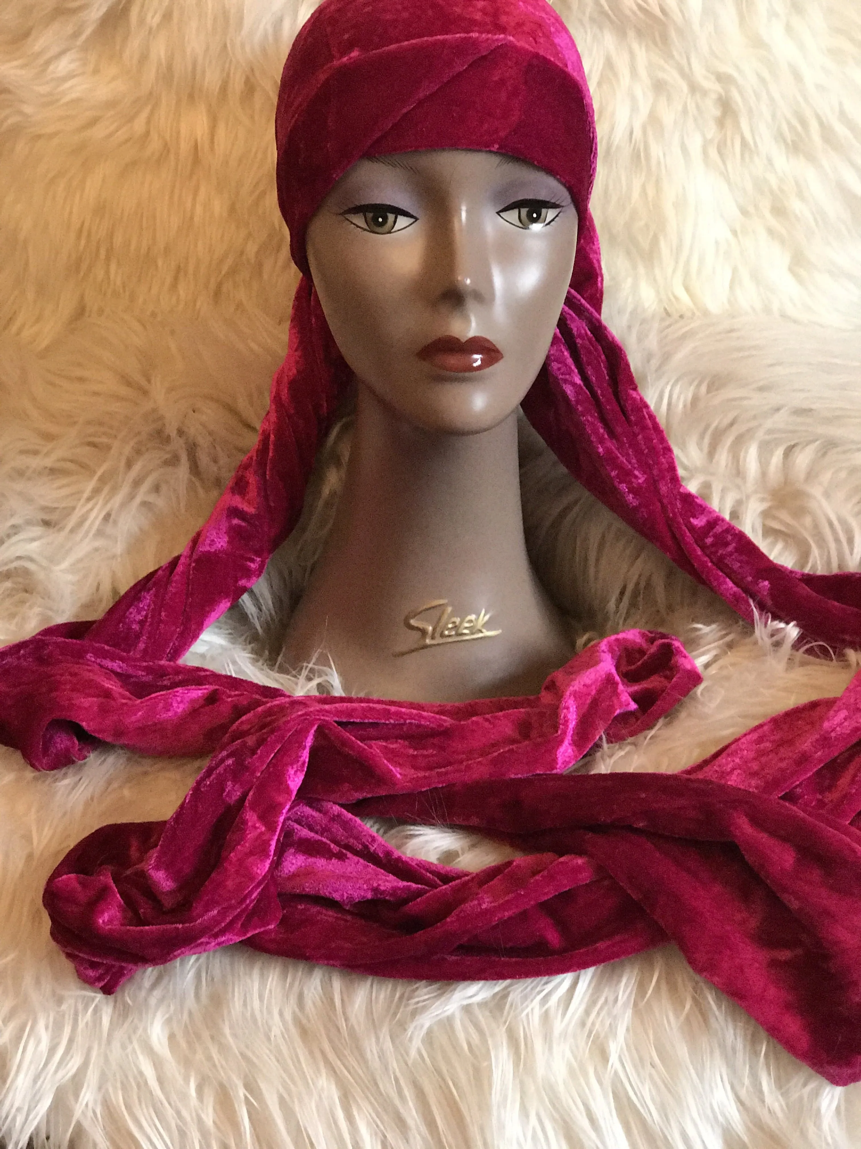 Black Double Plain Soft Velvet Turban | Chemocap Velvet headwrap