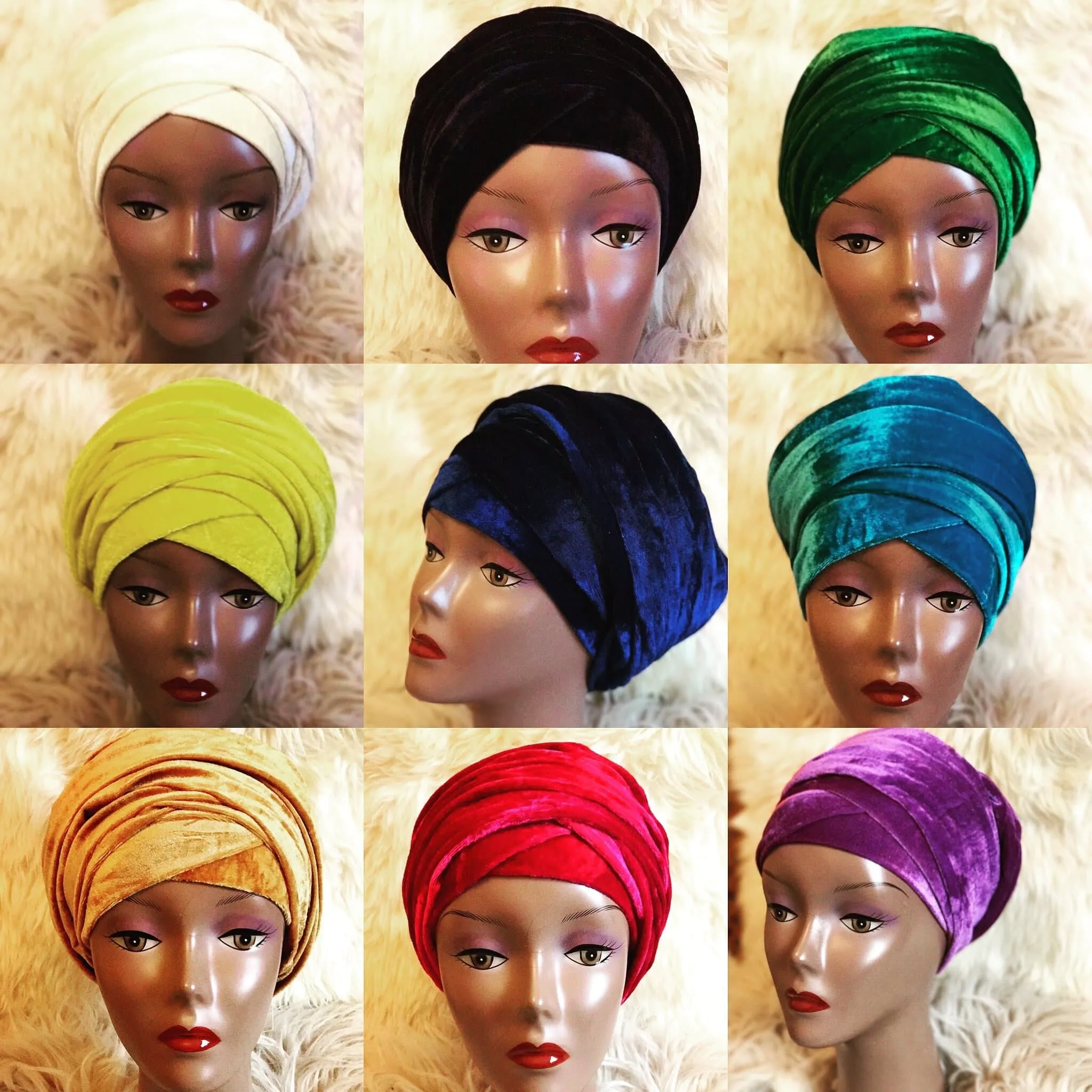 Black Double Plain Soft Velvet Turban | Chemocap Velvet headwrap