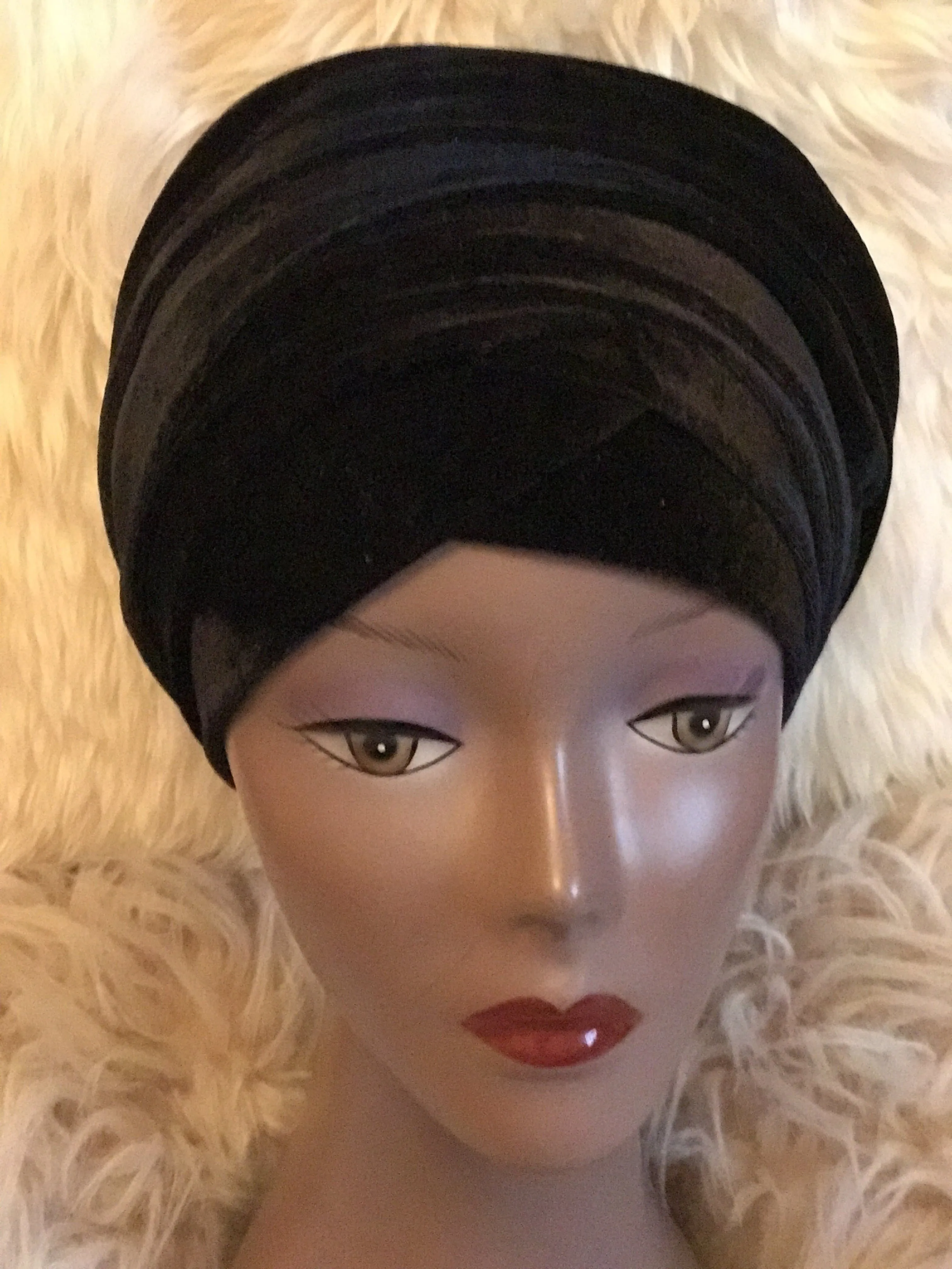 Black Double Plain Soft Velvet Turban | Chemocap Velvet headwrap