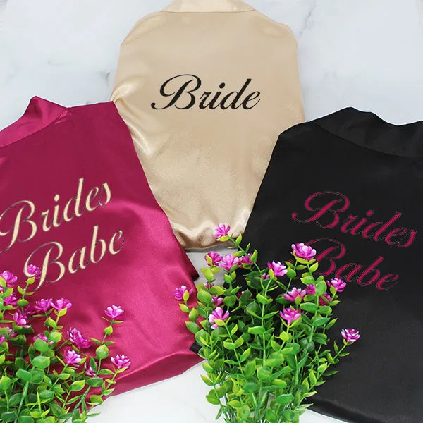 Bridesmaid Robe Set of 3, Personalized Robes in Front & Back, 26 Colors, 3T-6XL