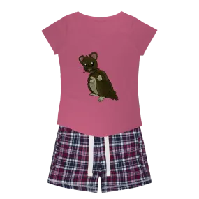 BrownHamster Women's Sleepy Tee and Flannel Short