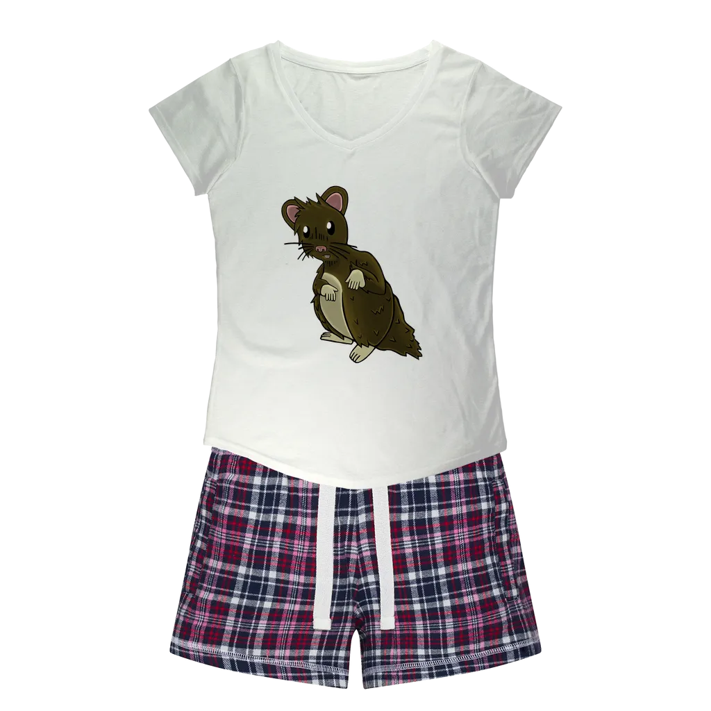 BrownHamster Women's Sleepy Tee and Flannel Short