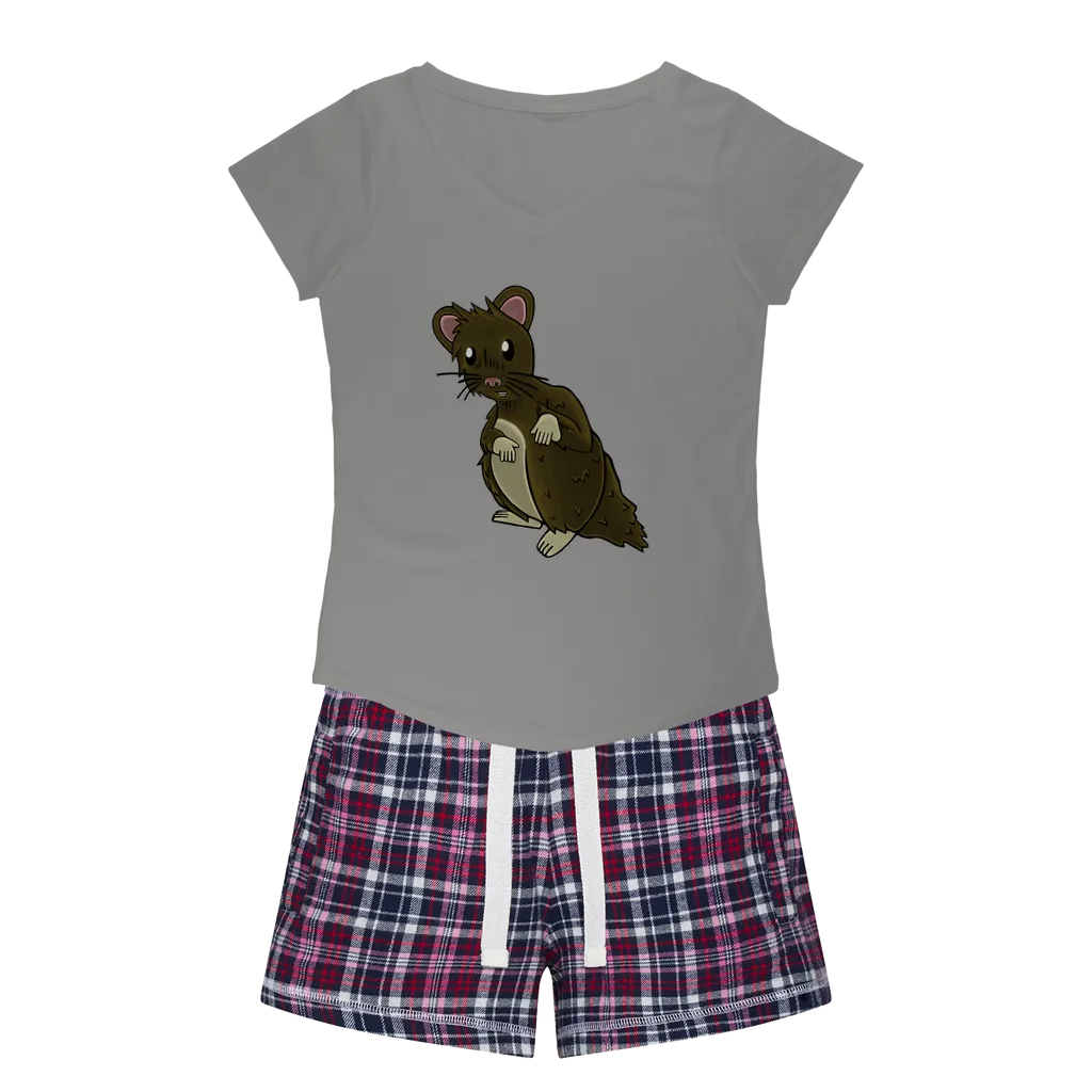 BrownHamster Women's Sleepy Tee and Flannel Short