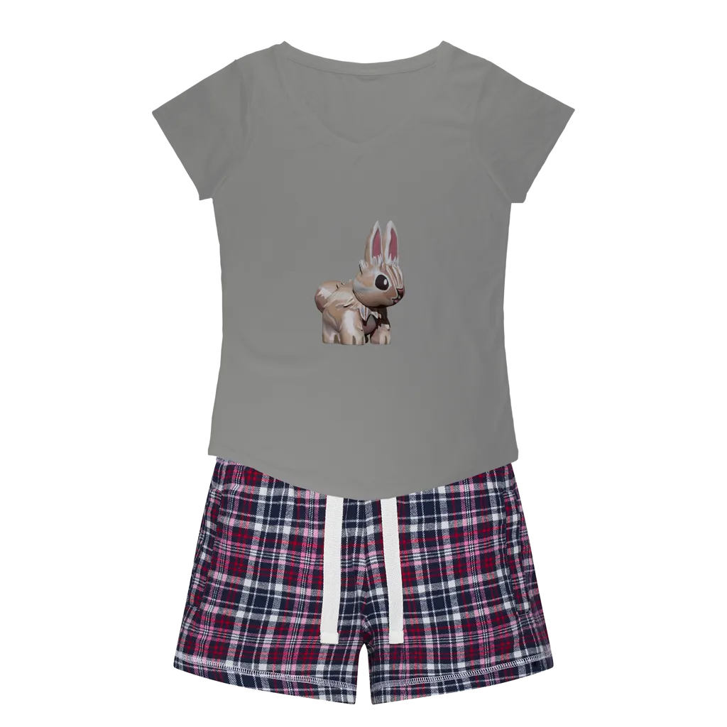 Bunny Women's Sleepy Tee and Flannel Short