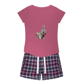 Bunny Women's Sleepy Tee and Flannel Short