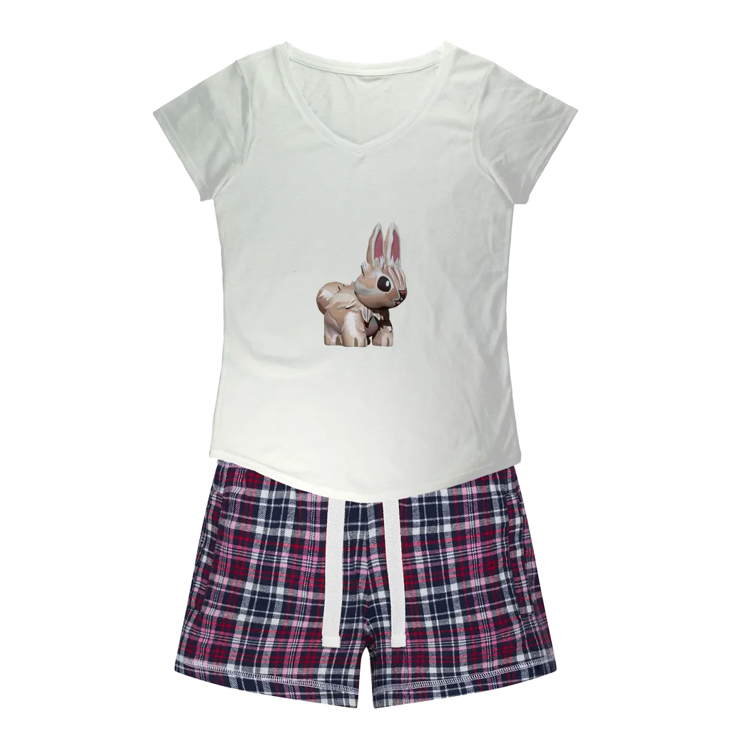 Bunny Women's Sleepy Tee and Flannel Short