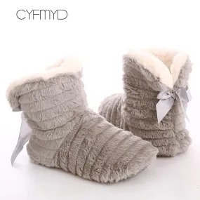 Butterfly Knot Winter Indoor Shoes For Girls Warm Plush Home Slippers Soft size 36-42 Superstar