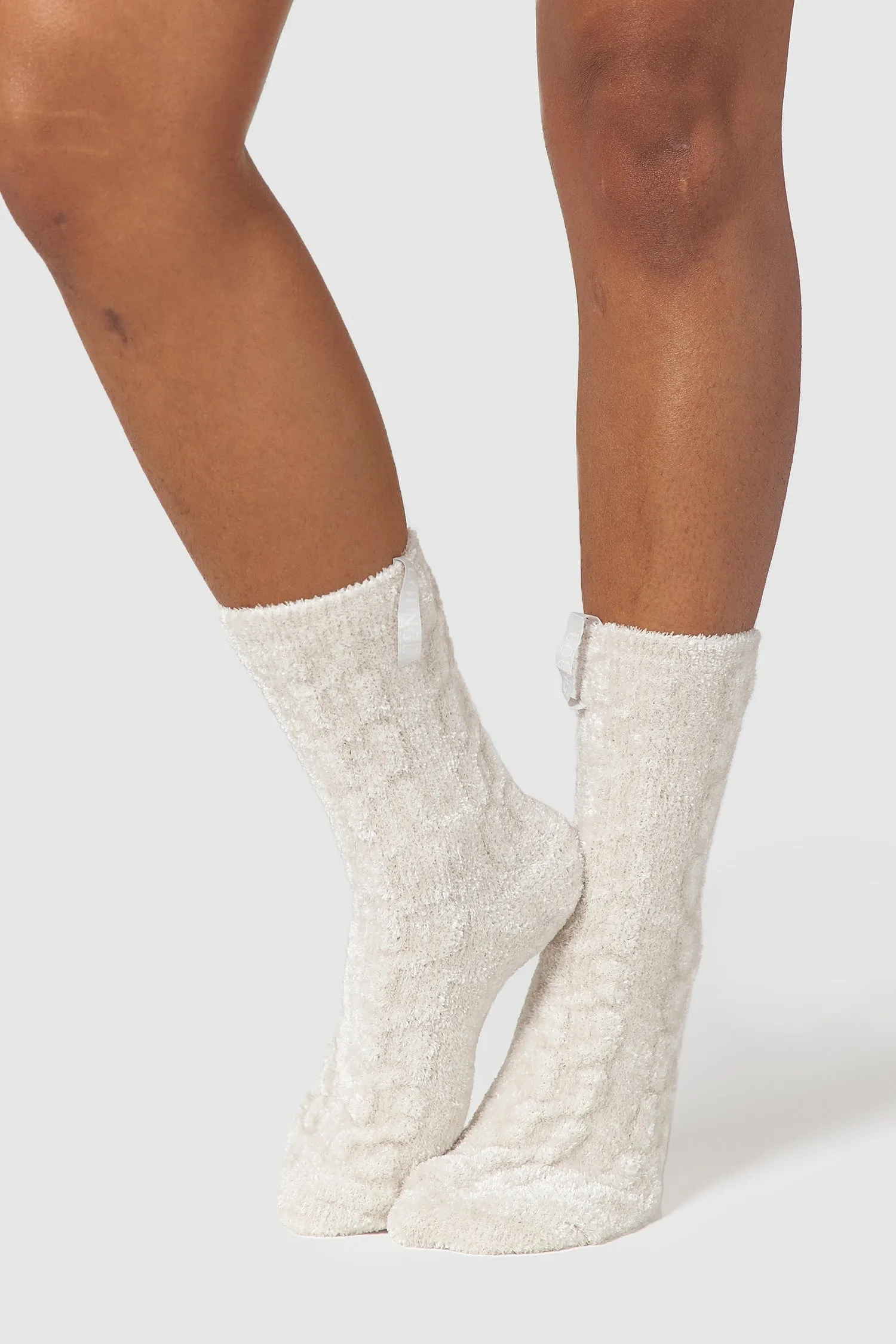 Chaussettes Tricotées Chenille - Perle