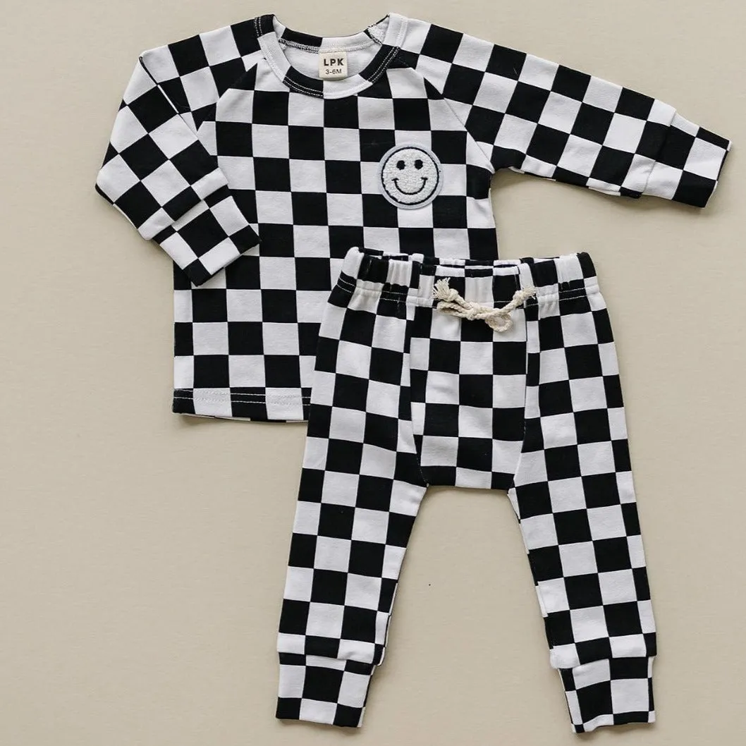 Checkered Smiley Lounge Set | Black EXCLUDED FROM BF