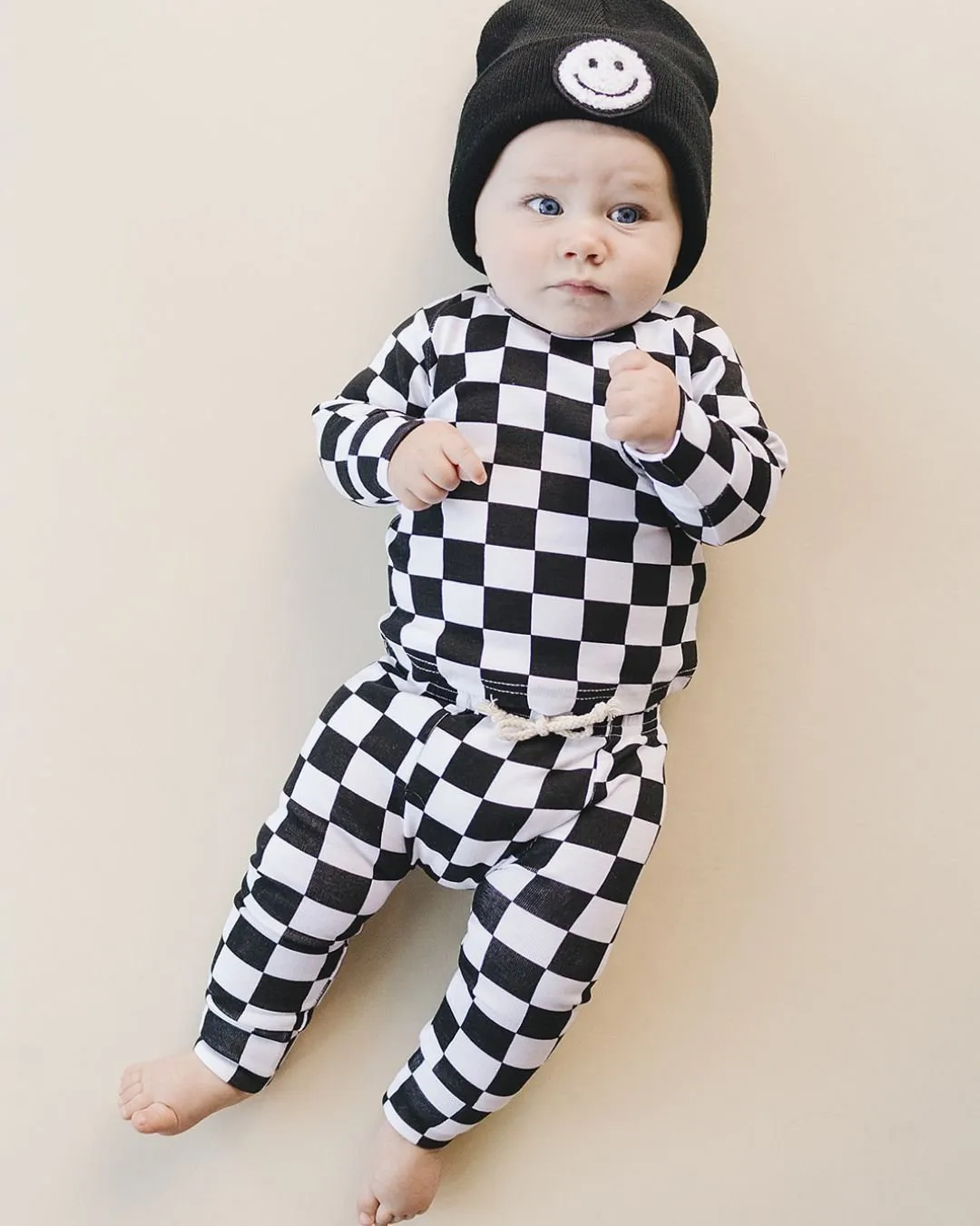 Checkered Smiley Lounge Set | Black EXCLUDED FROM BF