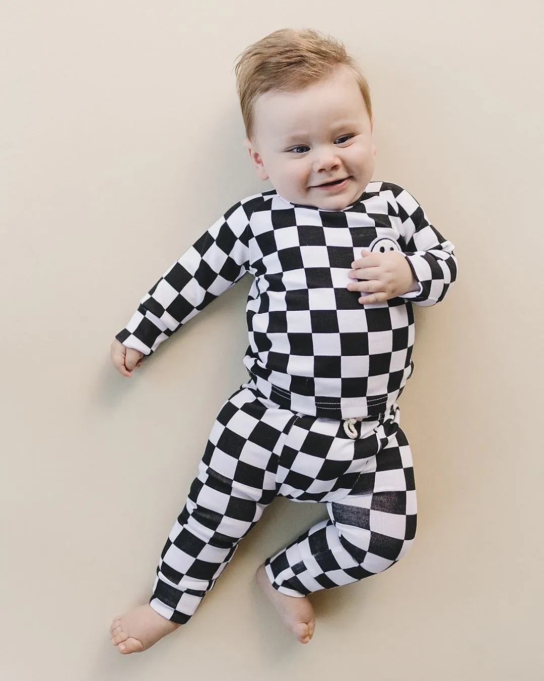 Checkered Smiley Lounge Set | Black EXCLUDED FROM BF