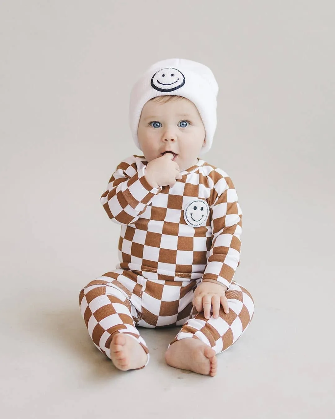 Checkered Smiley Lounge Set | Copper