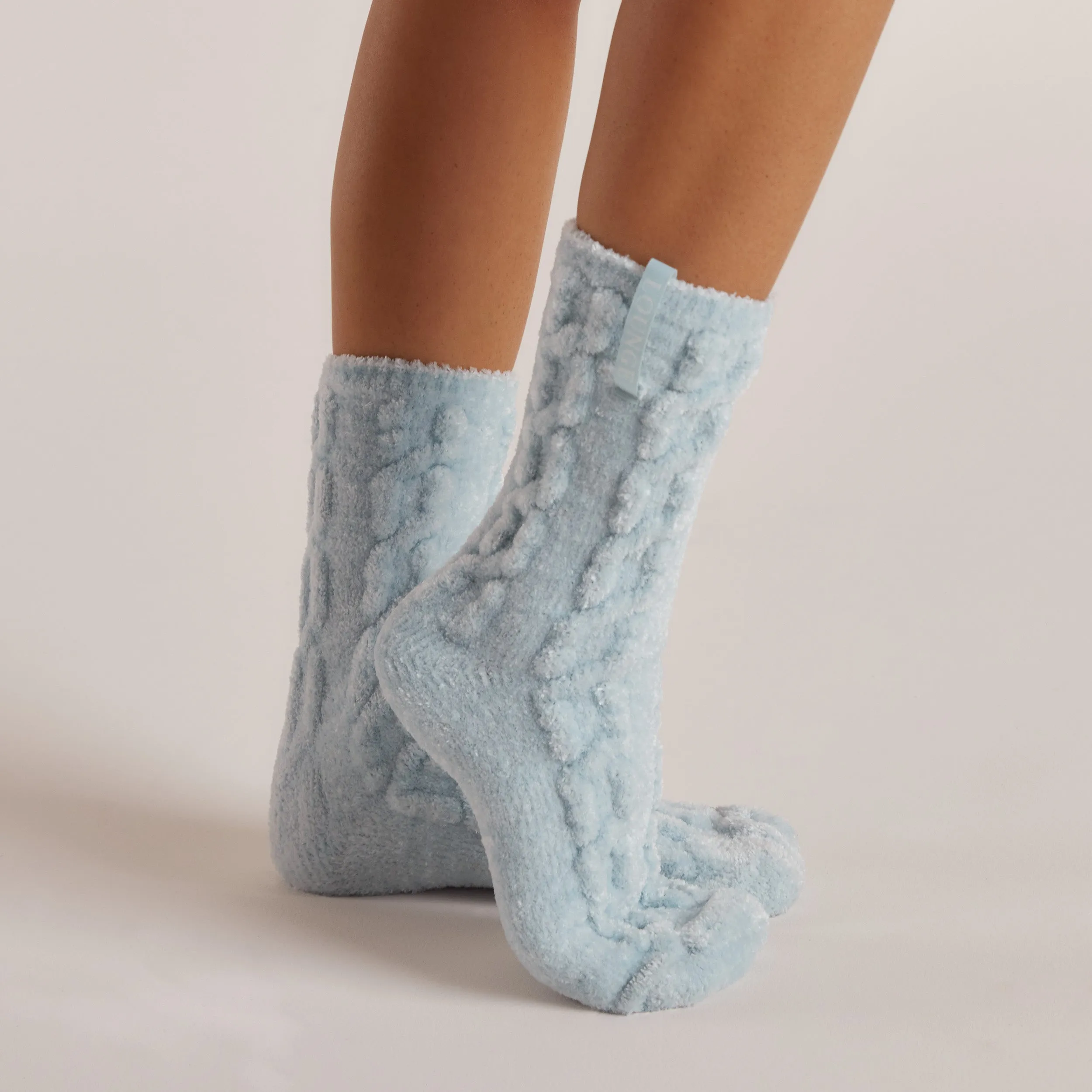 Chenille Knitted Socks - Blue