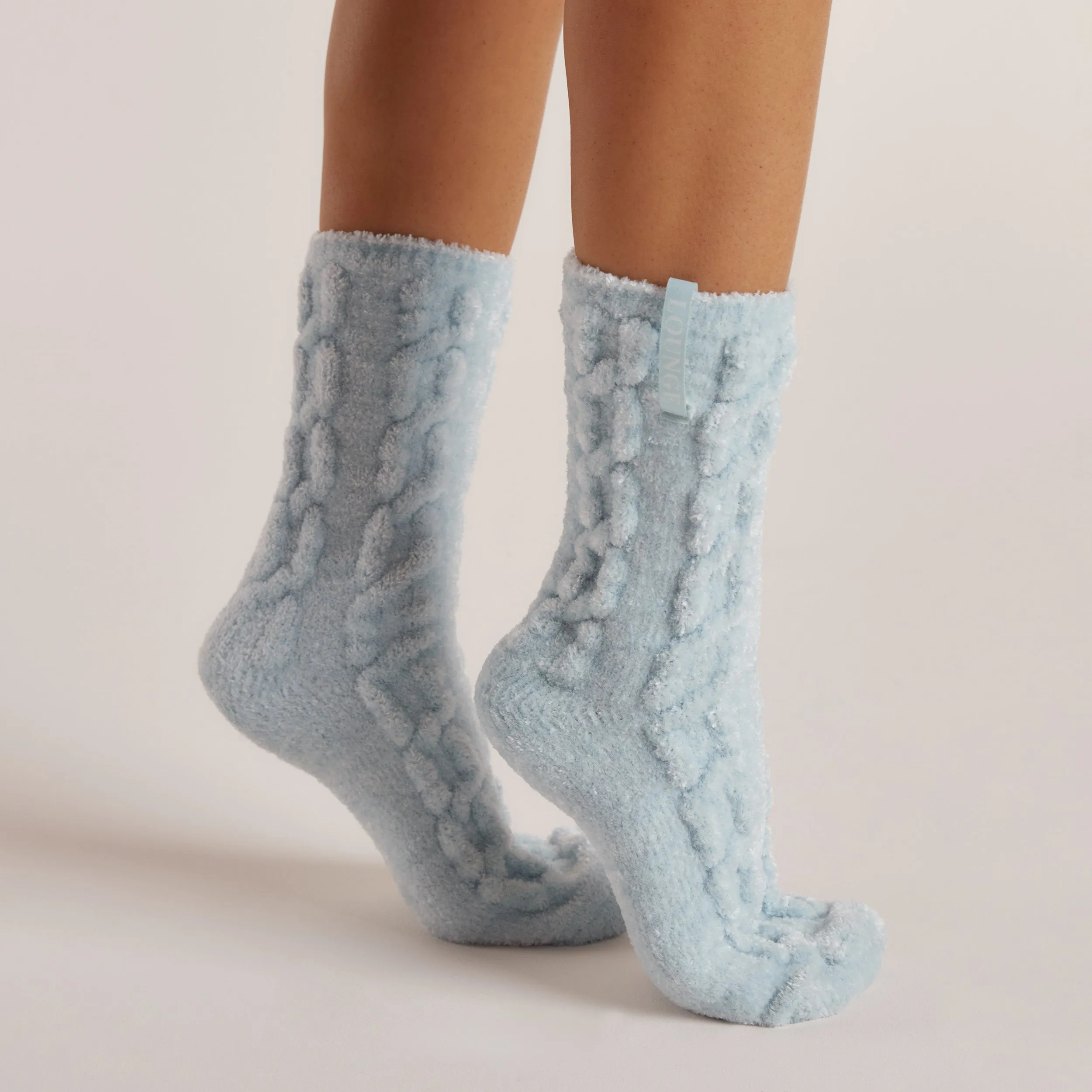 Chenille Knitted Socks - Blue