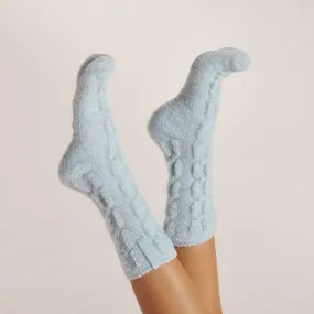 Chenille Knitted Socks - Blue