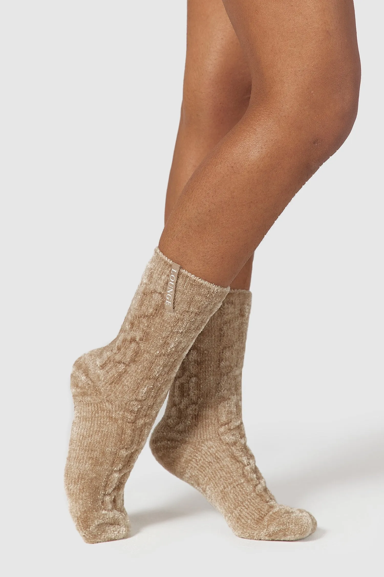 Chenille Knitted Socks - Mink