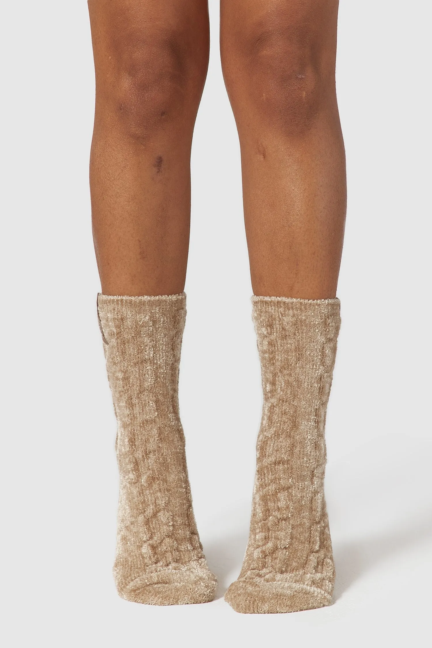 Chenille Knitted Socks - Mink