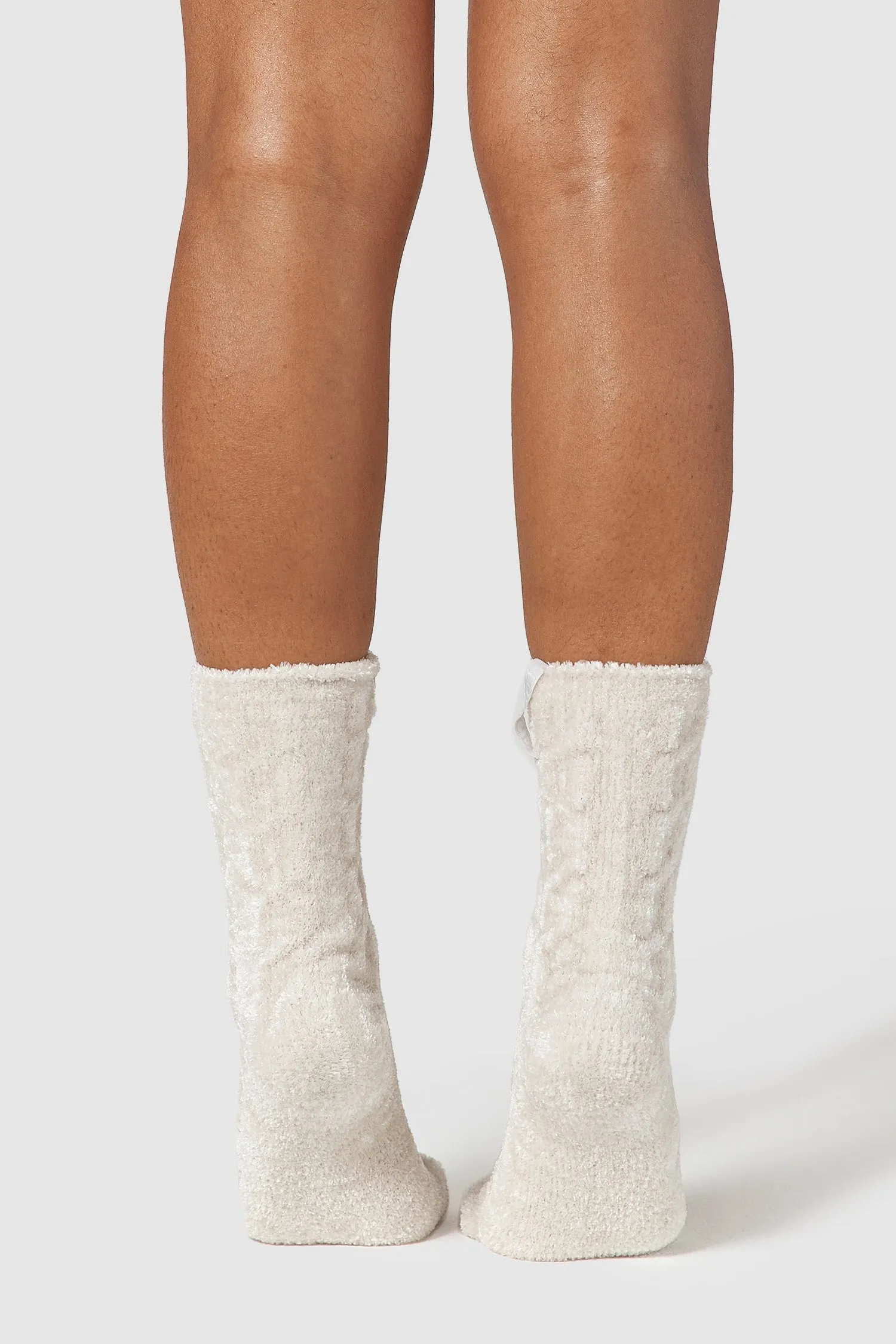 Chenille Knitted Socks - Pearl