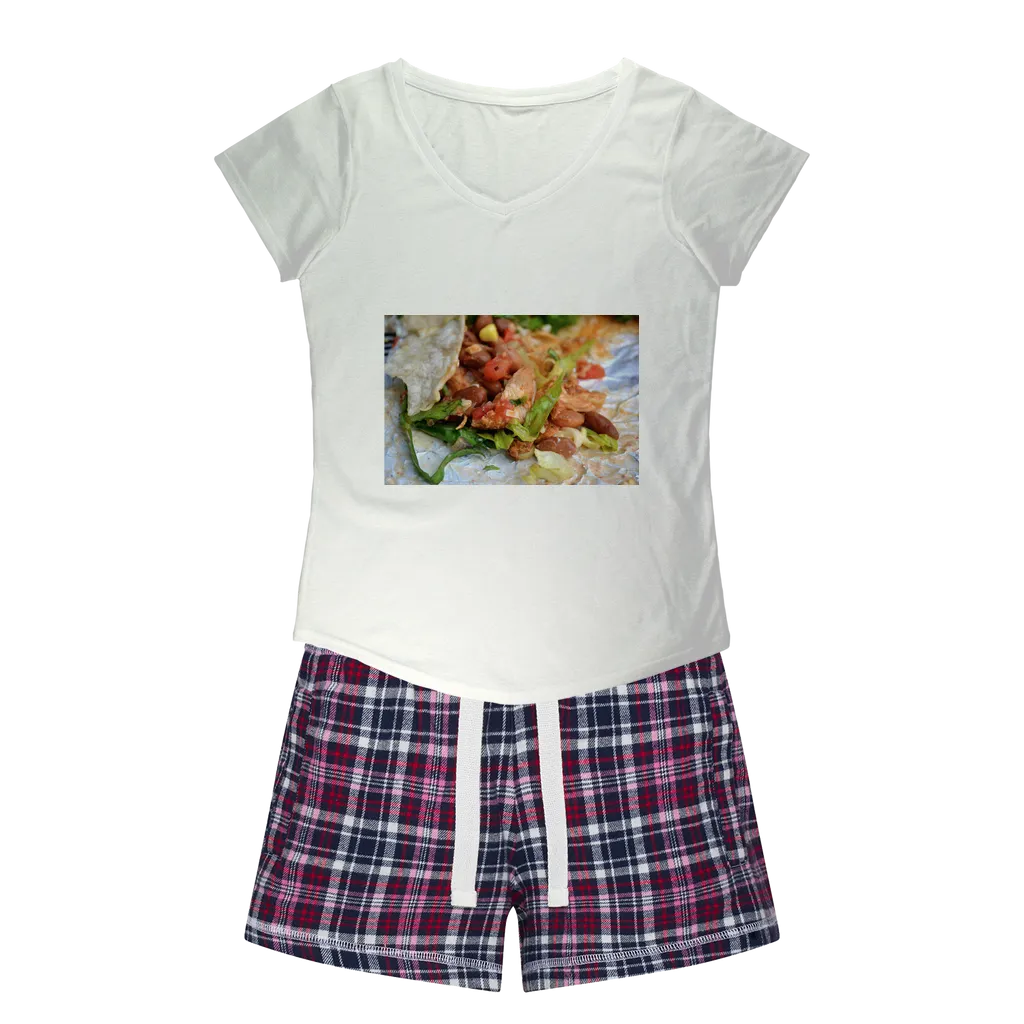 Chicken Burrito Women's Sleepy Tee and Flannel Short