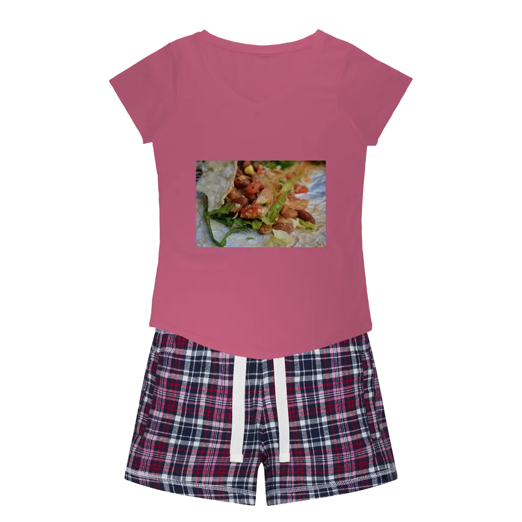 Chicken Burrito Women's Sleepy Tee and Flannel Short