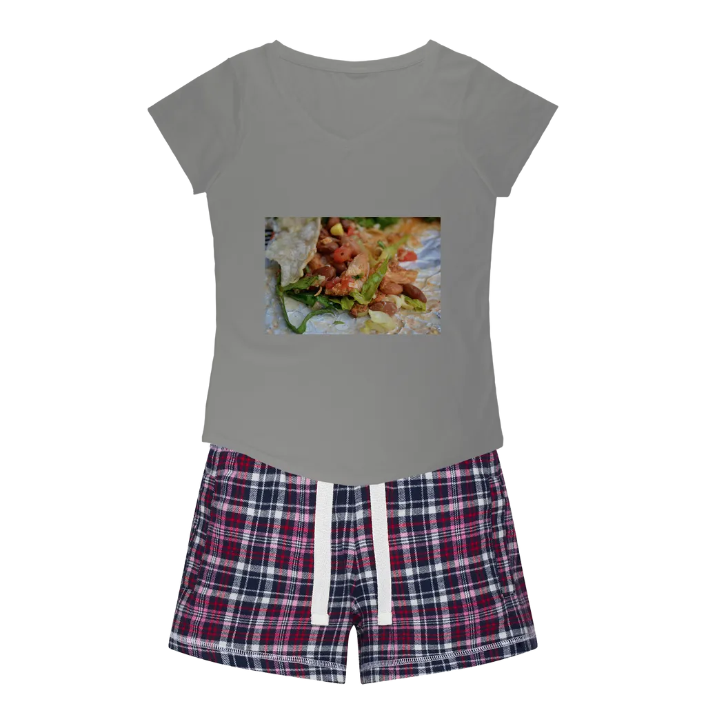 Chicken Burrito Women's Sleepy Tee and Flannel Short