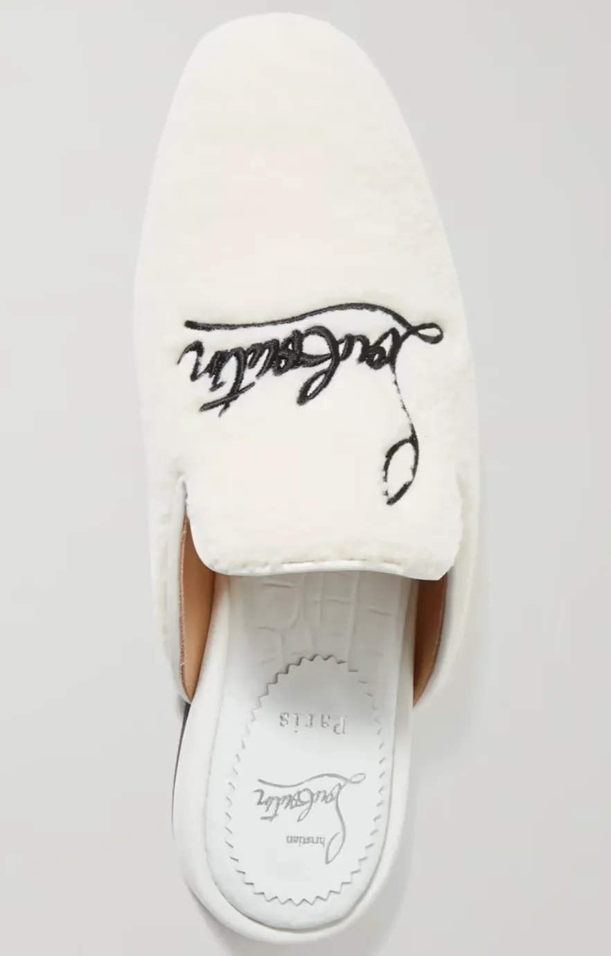 Christian Louboutin Coolito Donna Logo-Embroidered Faux Shearling Slippers - Current Season