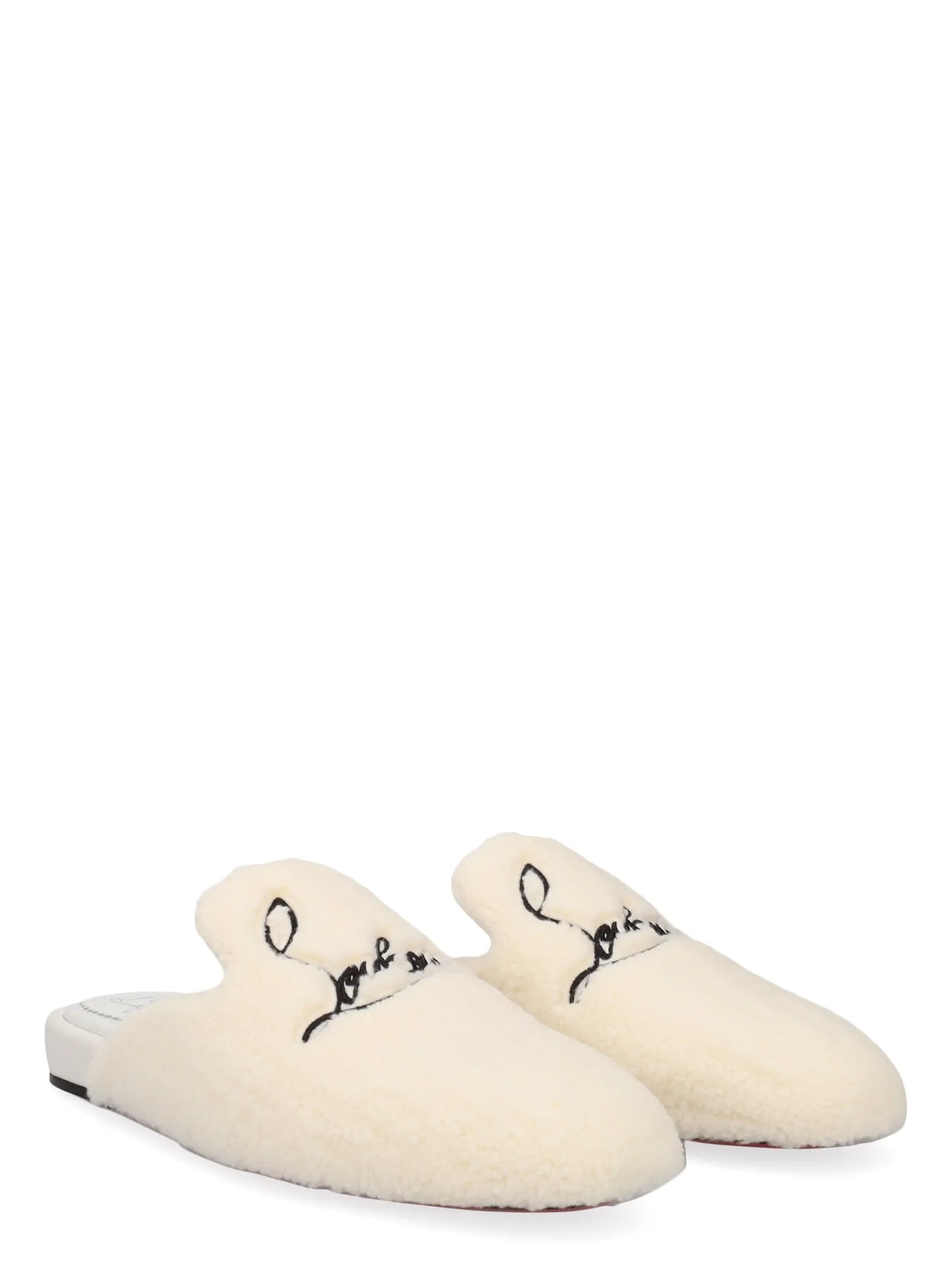 Christian Louboutin Coolito Donna Logo-Embroidered Faux Shearling Slippers - Current Season