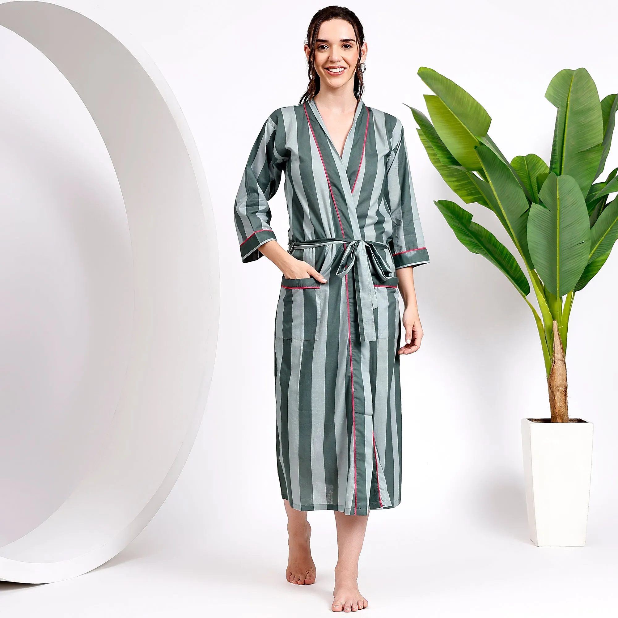 Cotton Blue Kimono Robes | Ideal for Relaxation and Style