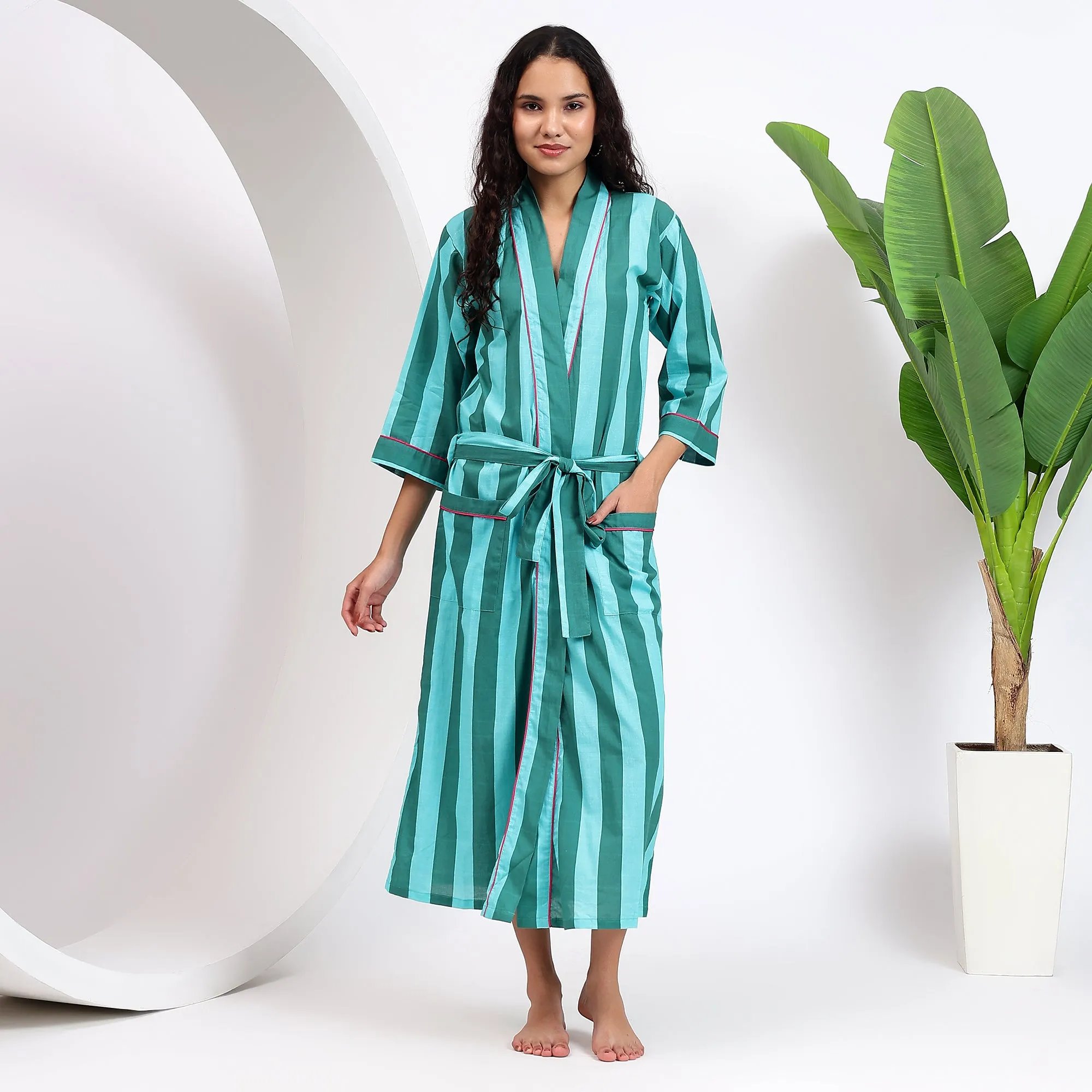 Cotton Blue Kimono Robes | Ideal for Relaxation and Style