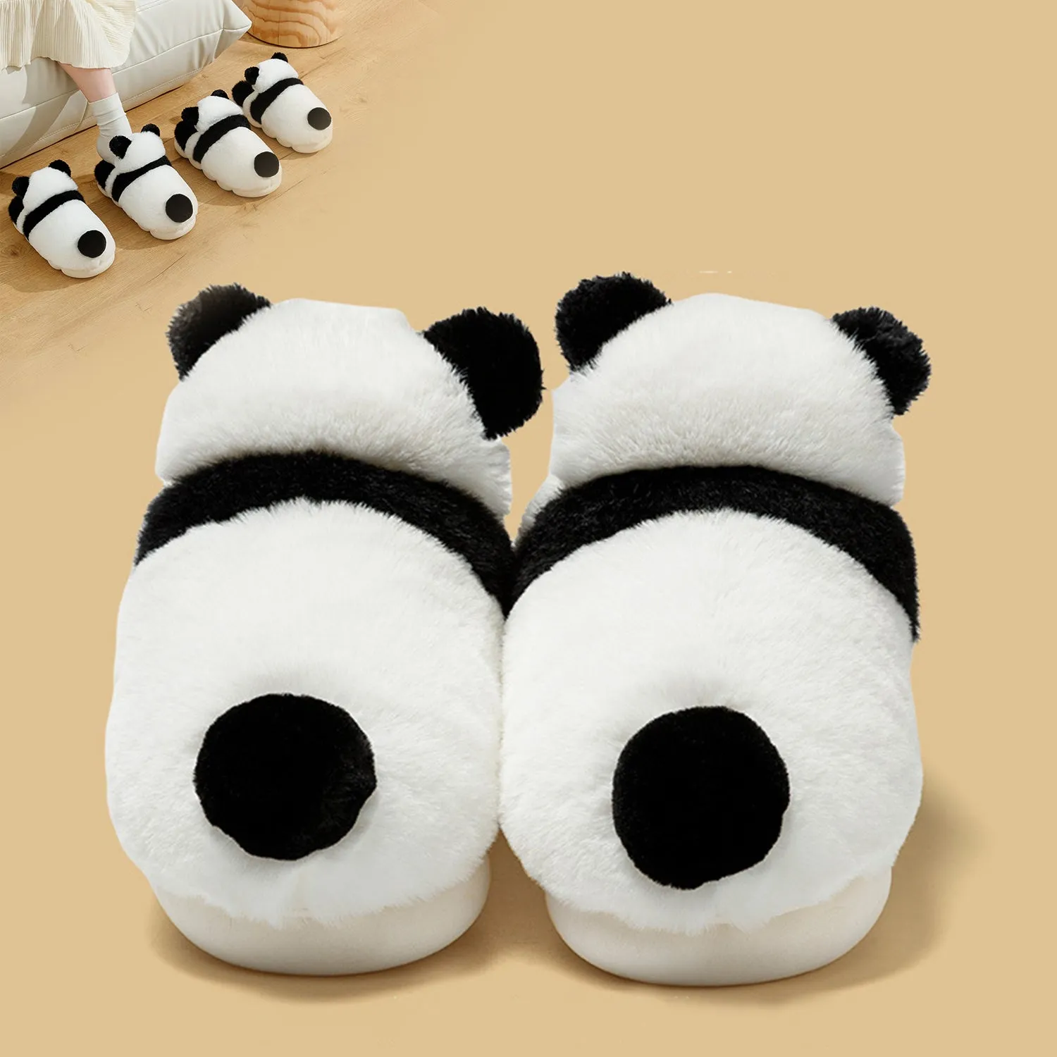 Cute Panda Plush Indoor Warm Slippers