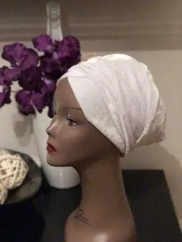 Double Velvet Turban headwraps - White (also available in other colours)