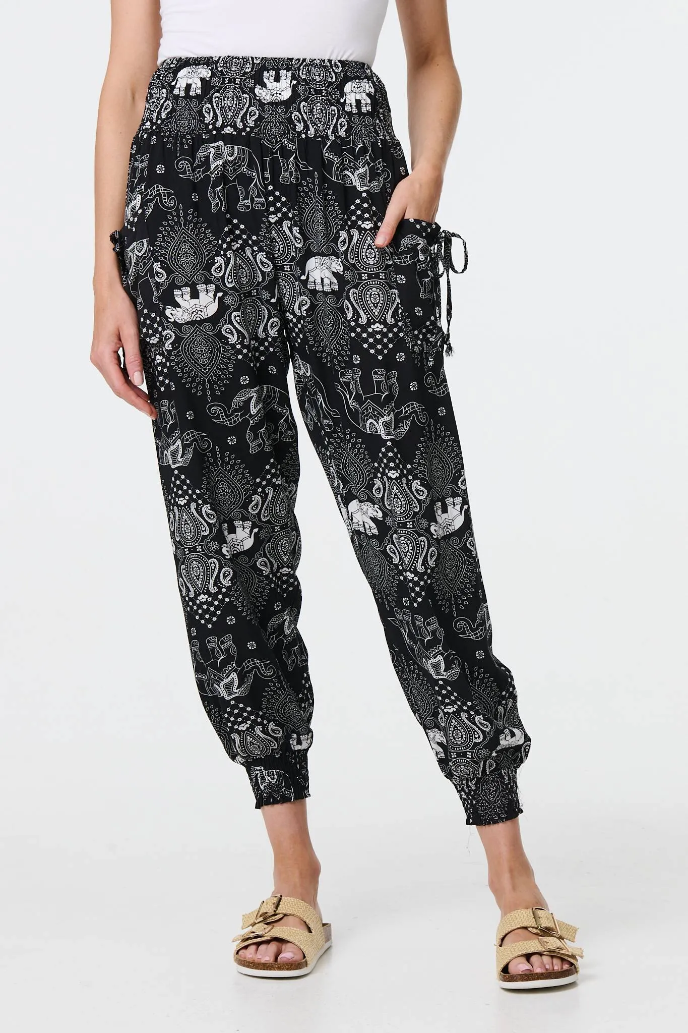 Elephant Print Relaxed Harem Pants