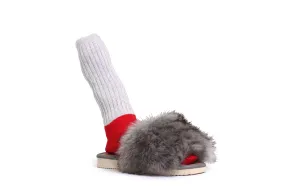 Faux fur SLIPPERS   Silver