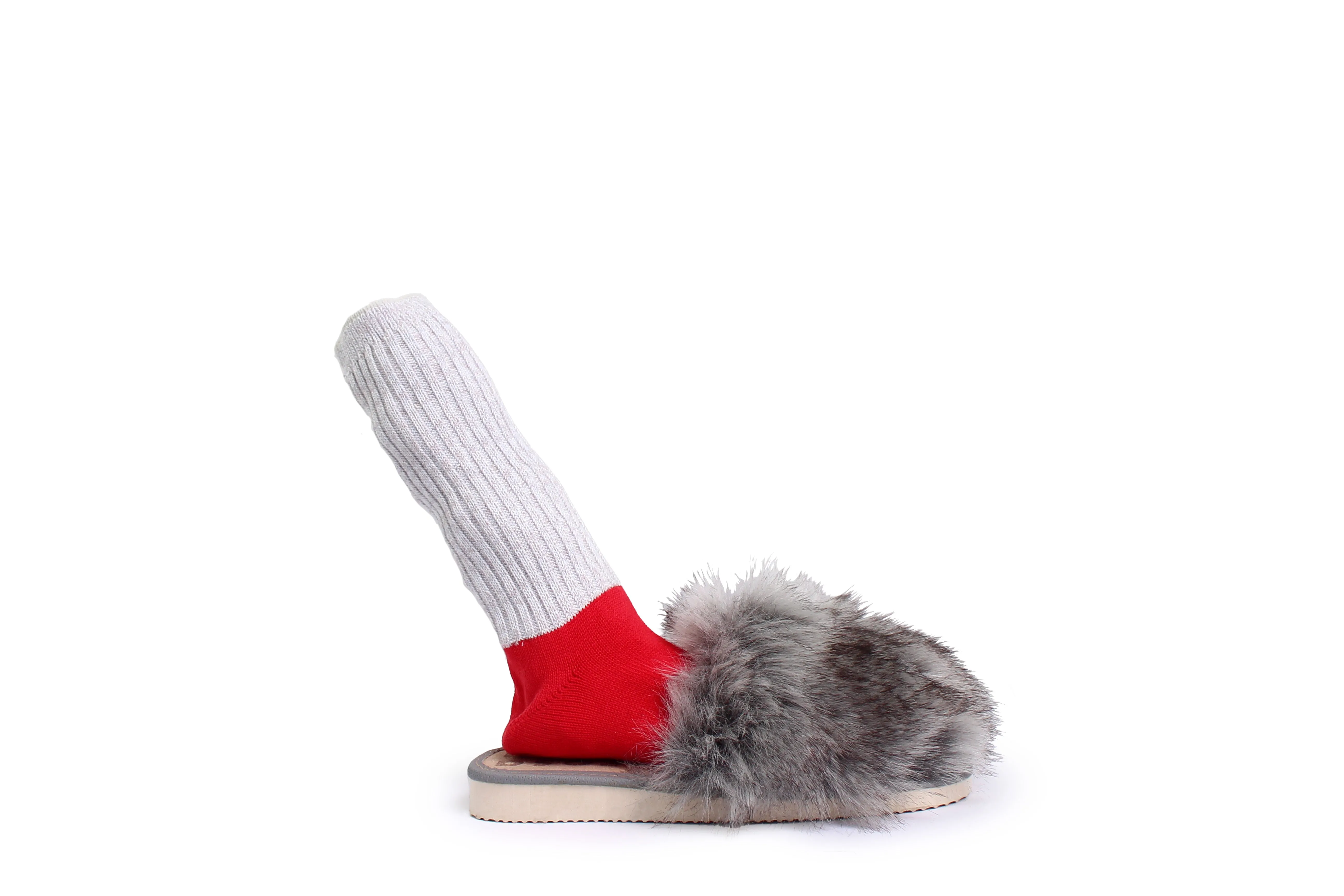 Faux fur SLIPPERS   Silver