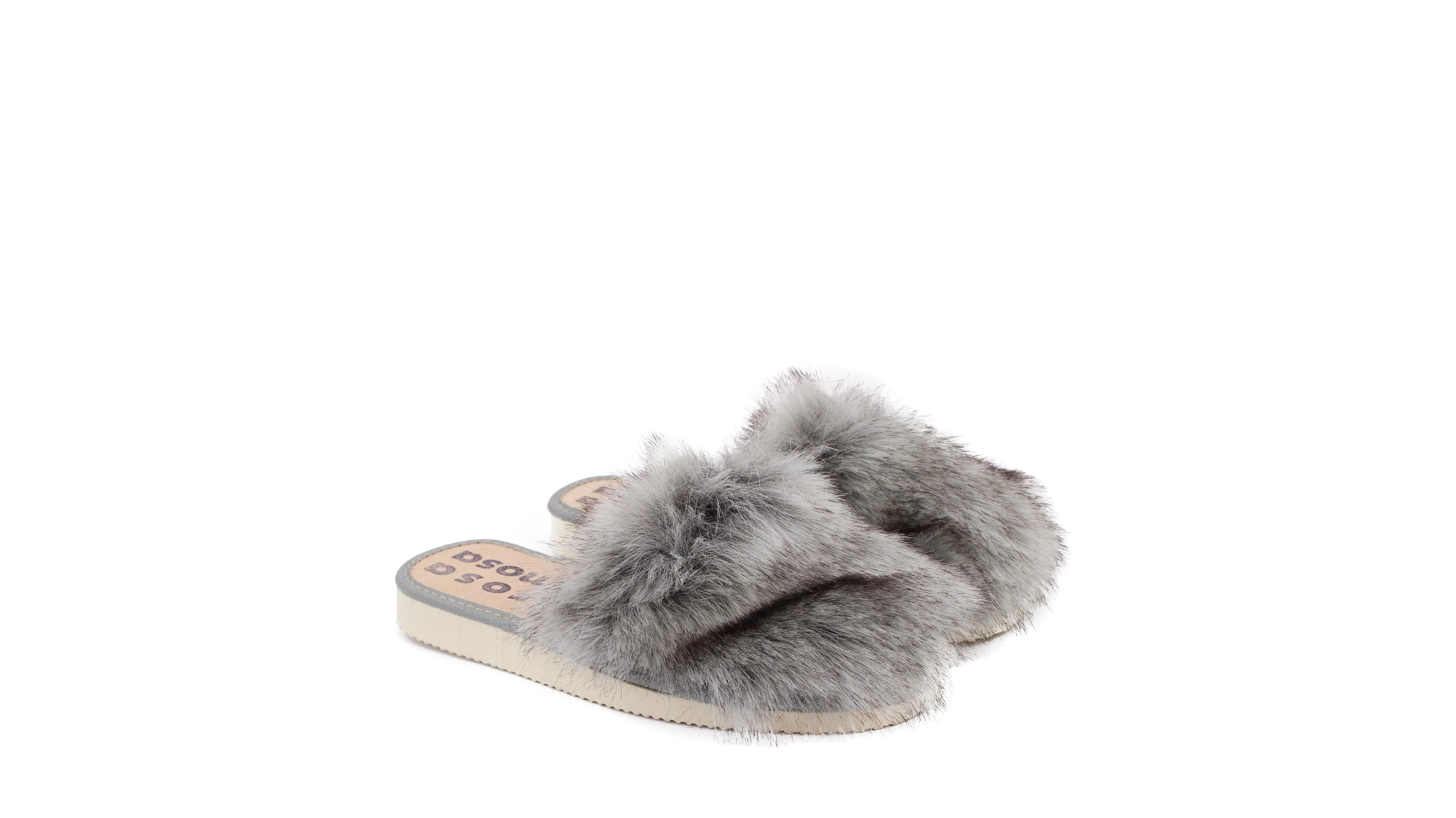 Faux fur SLIPPERS   Silver