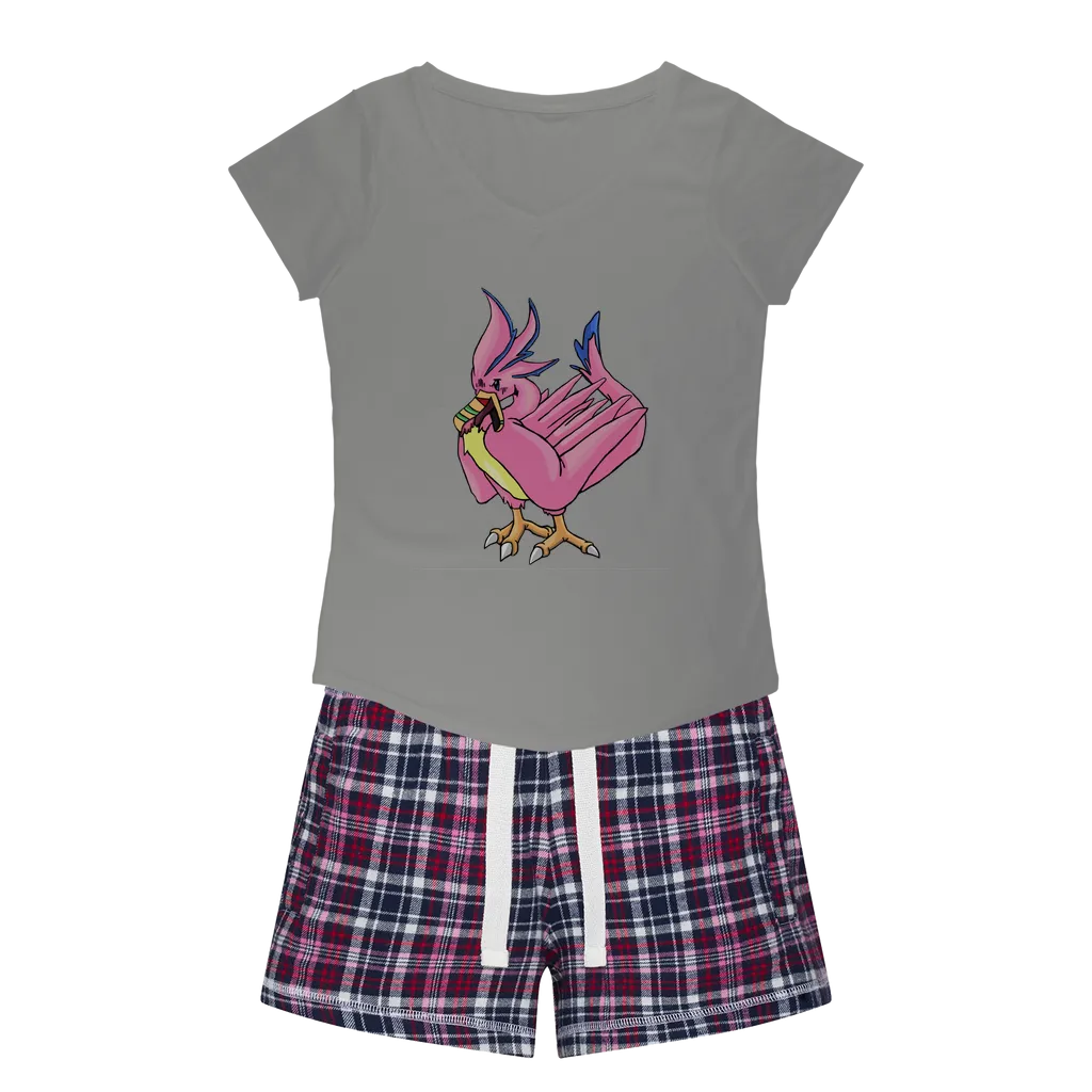 Flaremyu Women's Sleepy Tee and Flannel Short