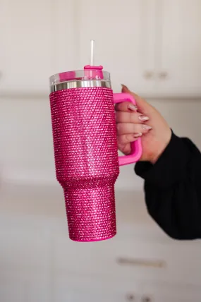 Glam Girl 40 oz Rhinestone Tumbler in PInk