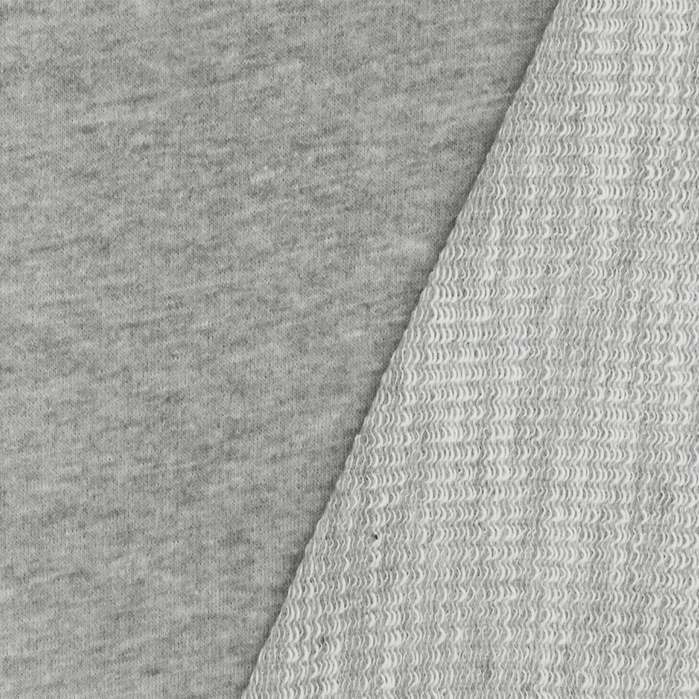 Heather Could Gray-Gray Polyester Cotton Terry Knit Fabric