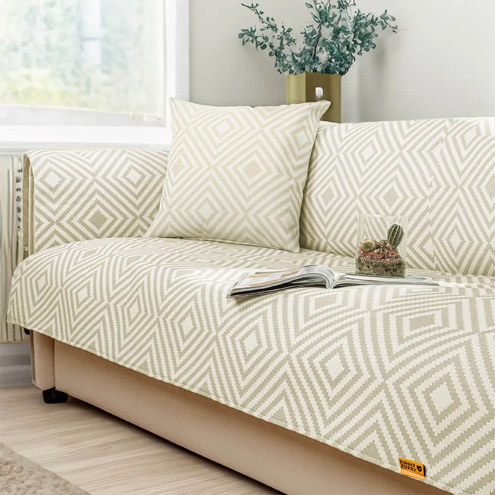 Ice Silk Cooling Geometric Couch Cover Antimicrobial Protection