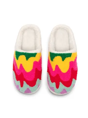 Indoor / Outdoor Slippers - Multi-Colored Wavy Pattern