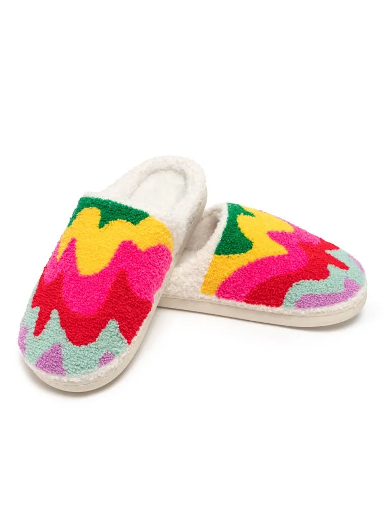 Indoor / Outdoor Slippers - Multi-Colored Wavy Pattern